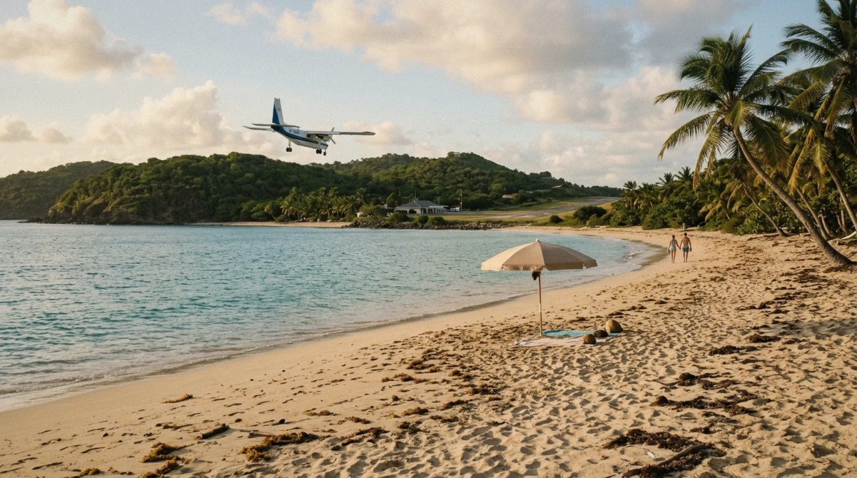 Golden sand and calm water at Vigie Beach near the St Lucia cruise port